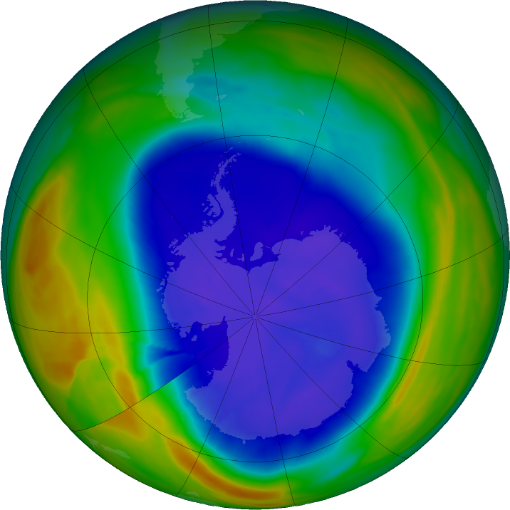 Antarctic ozone map for 14 September 2018